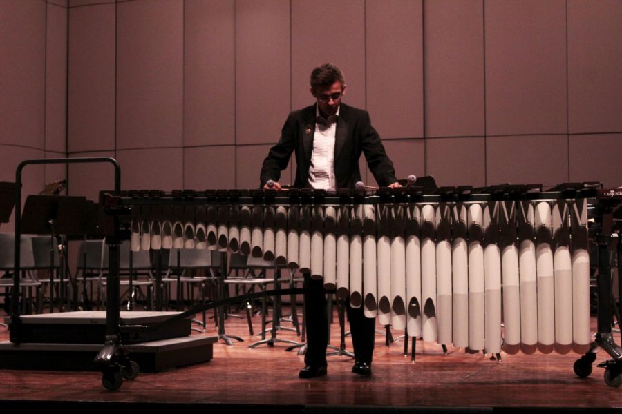 Senior Matt Boyle plays his solo at the Pre-CBA Concert on Feb. 24